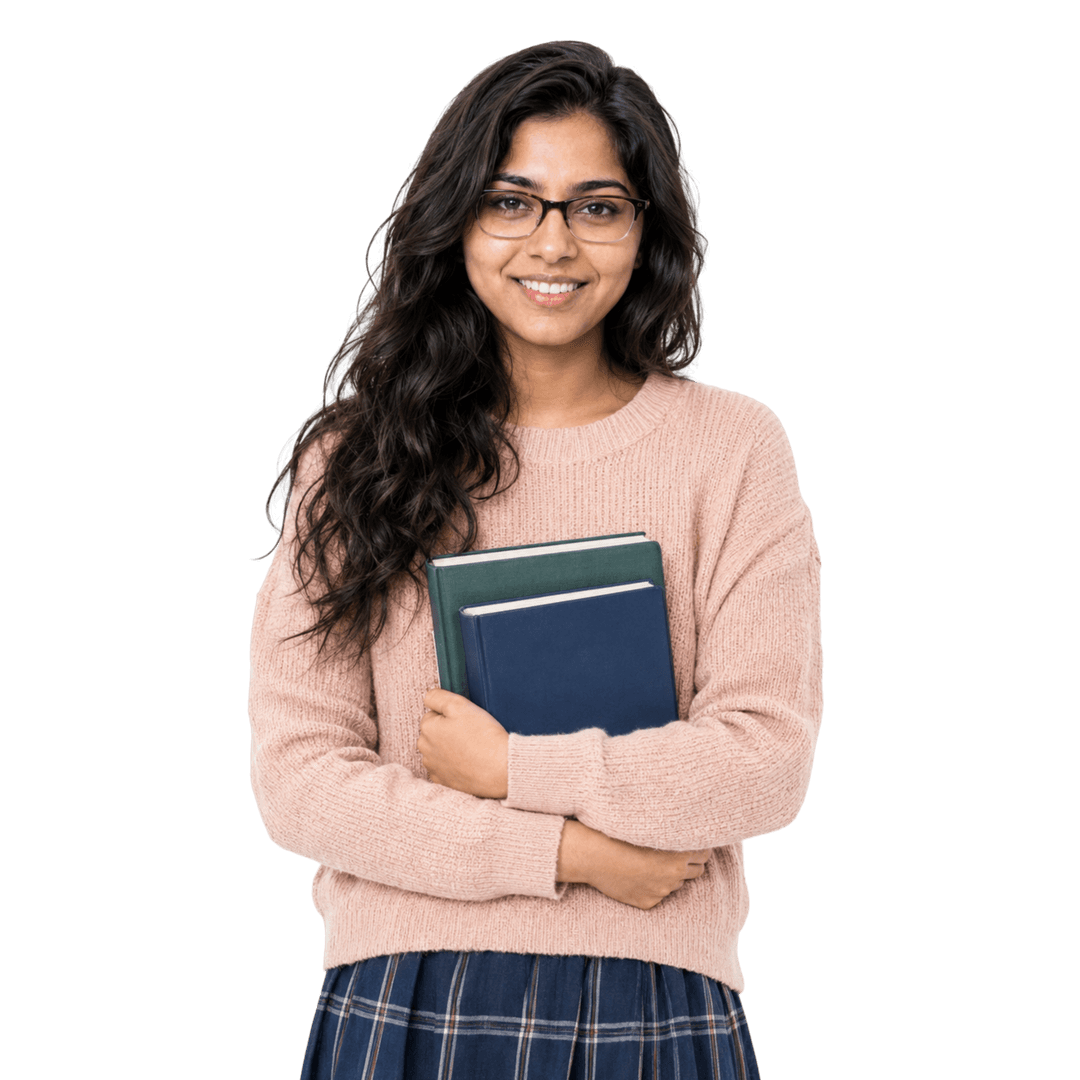 Edustia student holding books